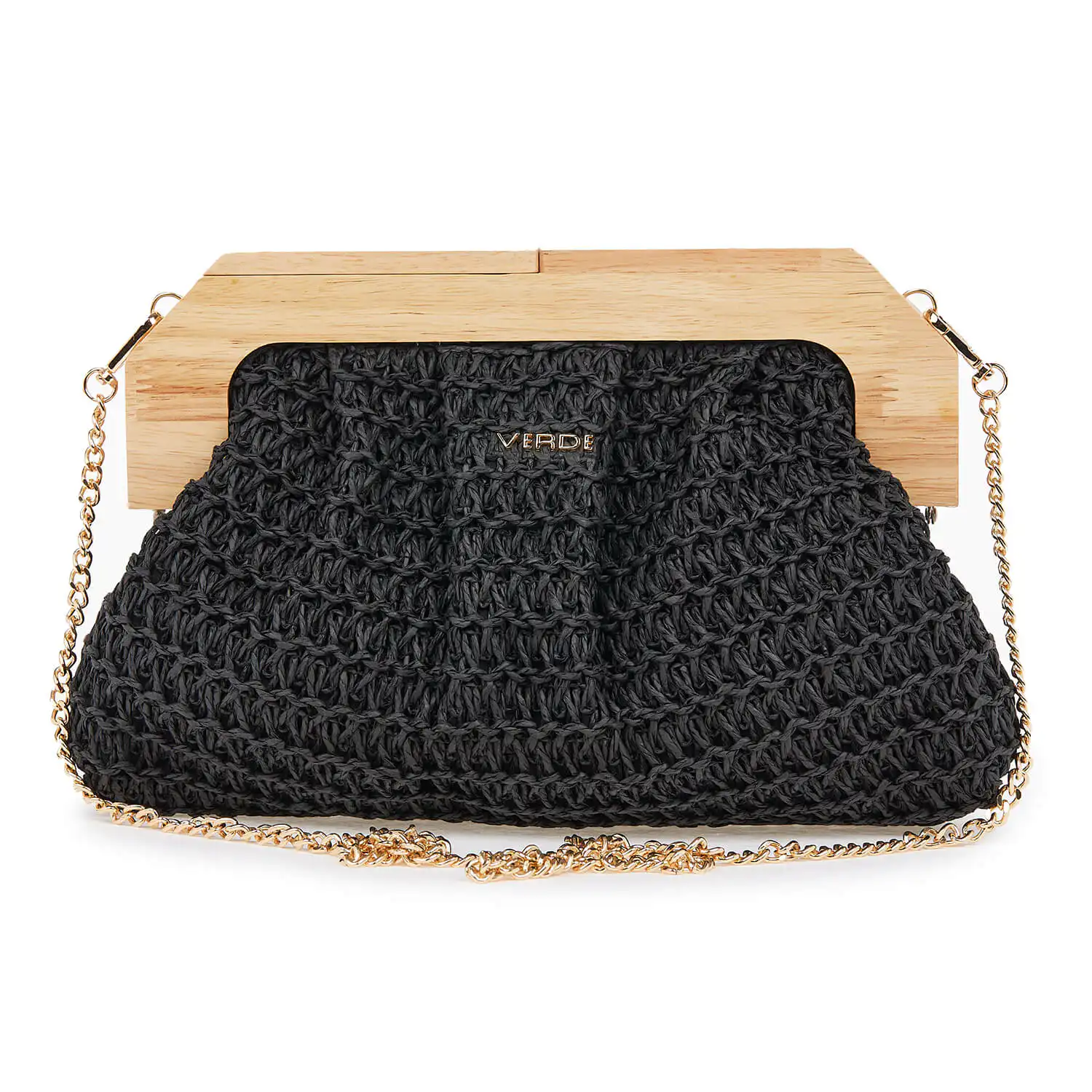 Verde Γυναικείο Τσαντακι Αμπιγέ 01-1572 Ψάθινο Μαύρο