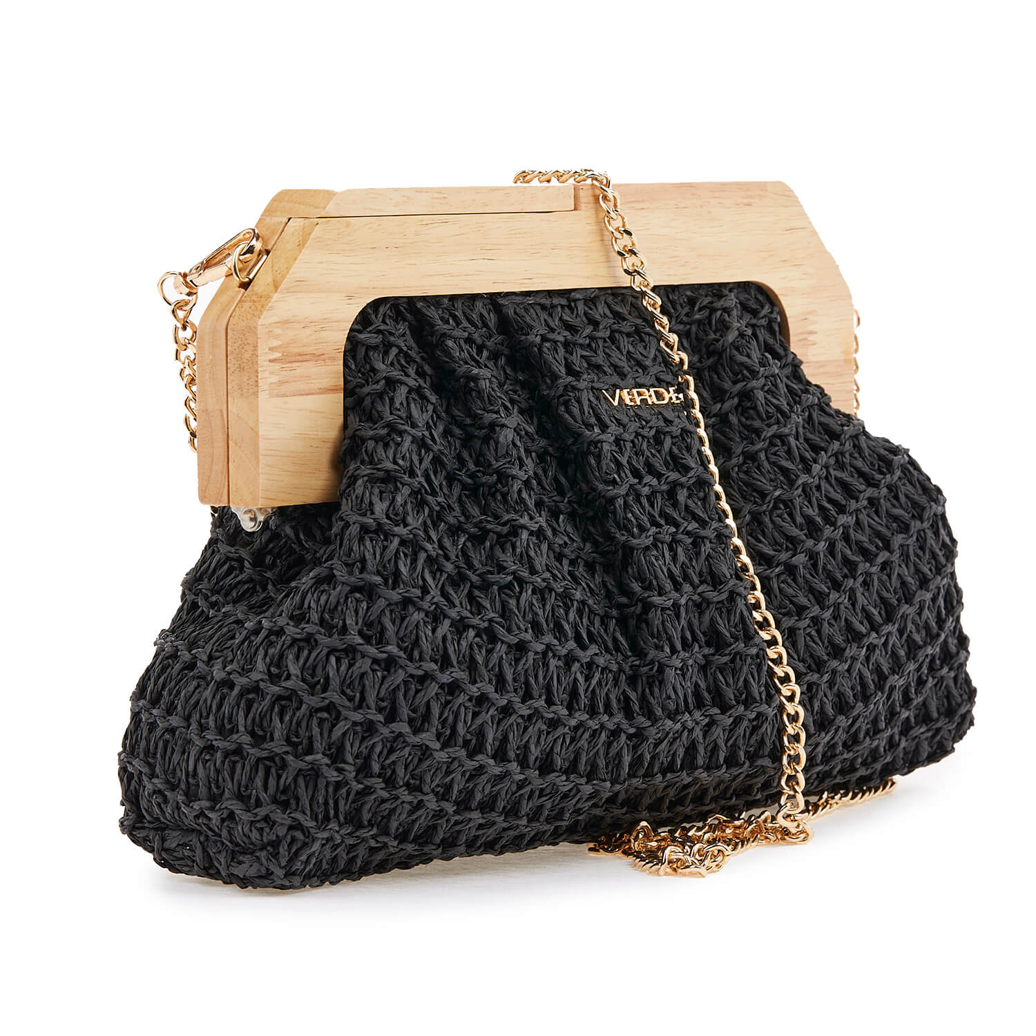 Verde Γυναικείο Τσαντακι Αμπιγέ 01-1572 Ψάθινο Μαύρο