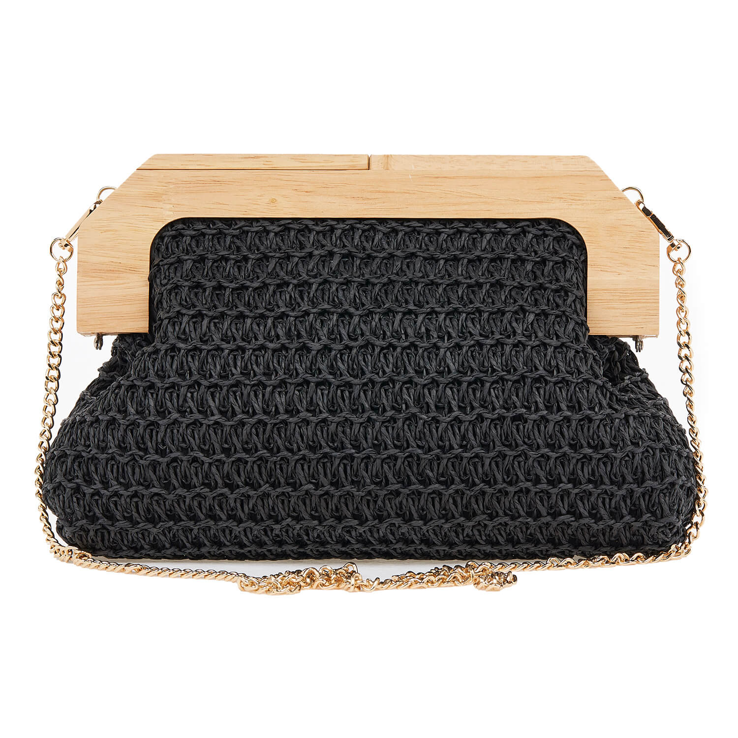 Verde Γυναικείο Τσαντακι Αμπιγέ 01-1572 Ψάθινο Μαύρο