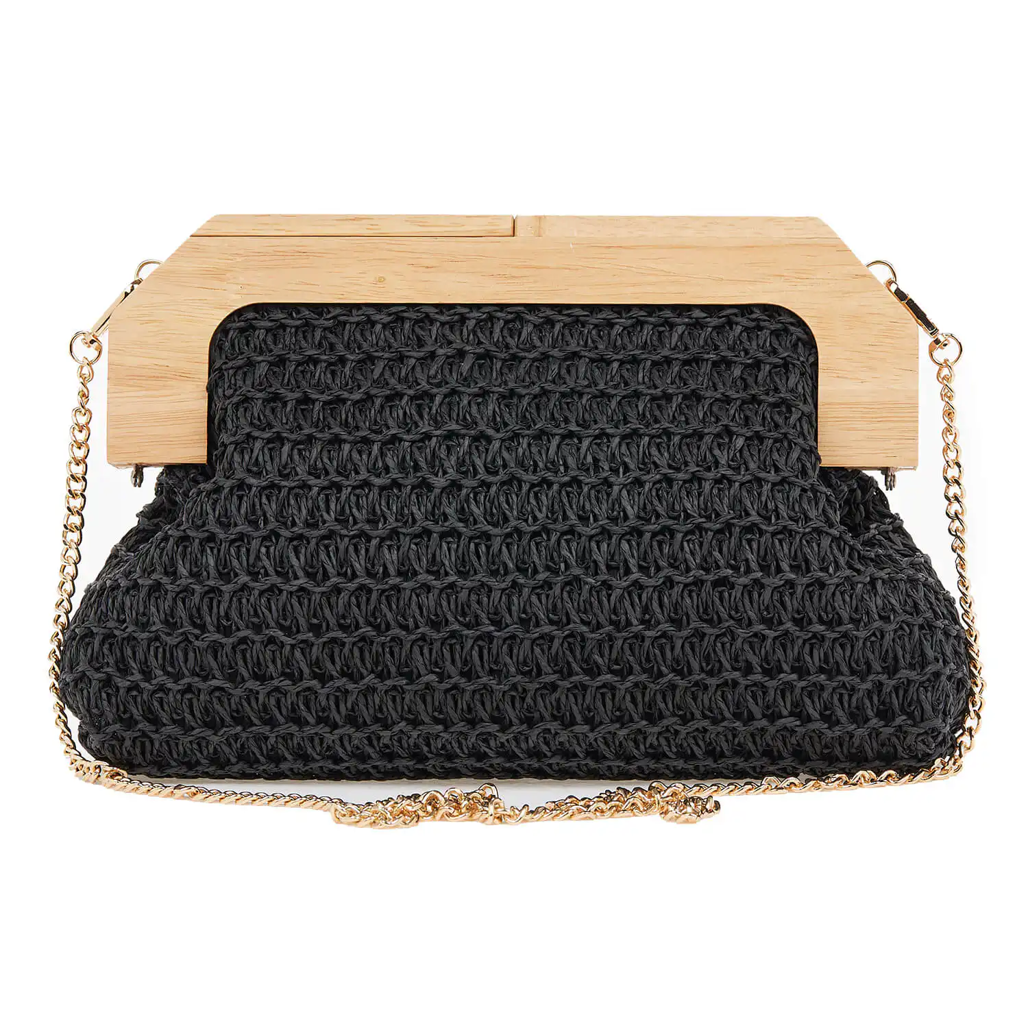 Verde Γυναικείο Τσαντακι Αμπιγέ 01-1572 Ψάθινο Μαύρο