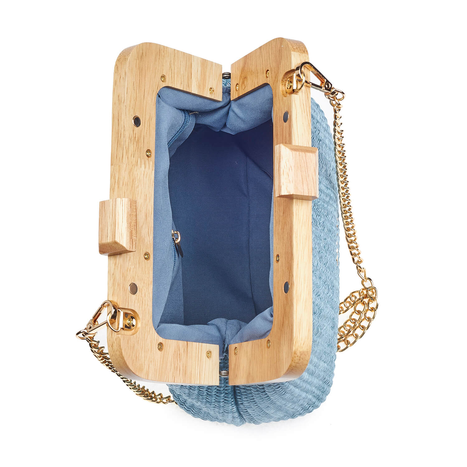 Verde Γυναικείο Τσαντακι Αμπιγέ 01-1577 Ψάθινο Μπλέ