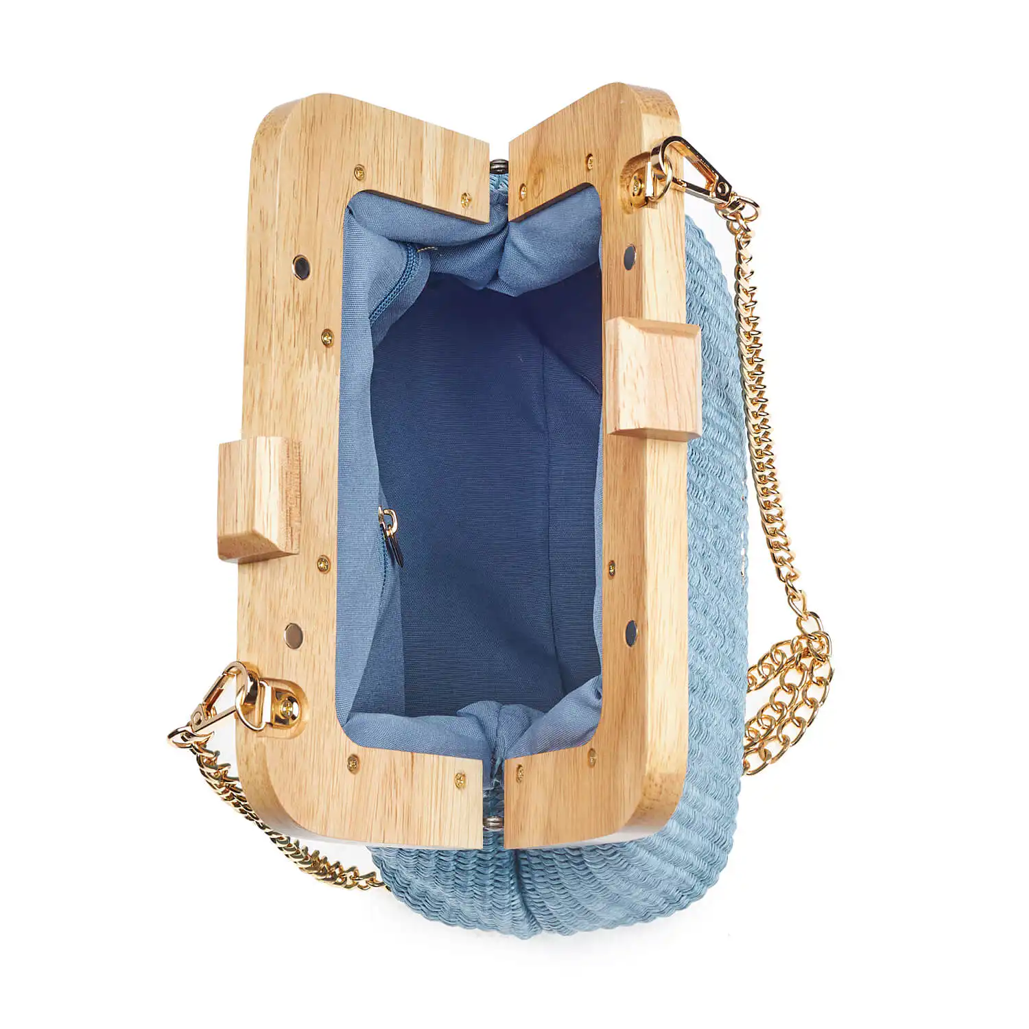 Verde Γυναικείο Τσαντακι Αμπιγέ 01-1577 Ψάθινο Μπλέ