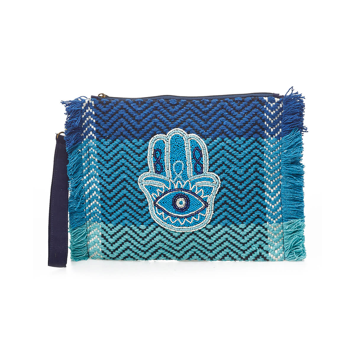 Verde Γυναικείο Αμπιγέ Τσαντάκι 01-1746 Βαμβακερό Μπλε