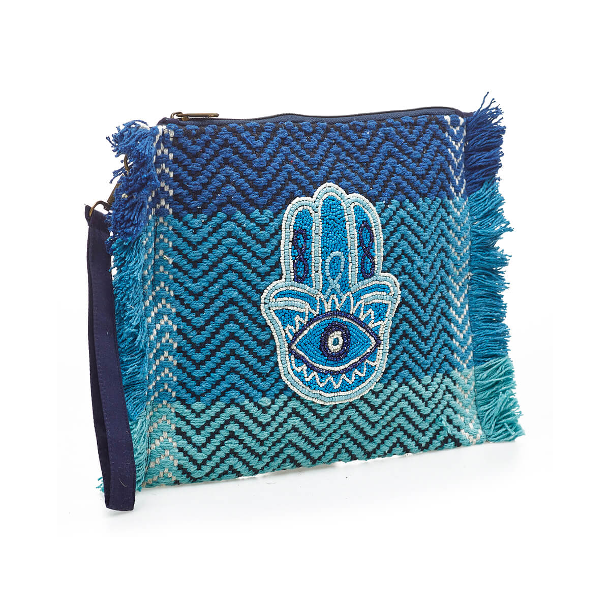 Verde Γυναικείο Αμπιγέ Τσαντάκι 01-1746 Βαμβακερό Μπλε