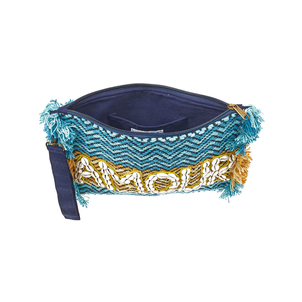 Verde Γυναικείο Αμπιγέ Τσαντάκι 01-1749 Βαμβακερό Μπλε