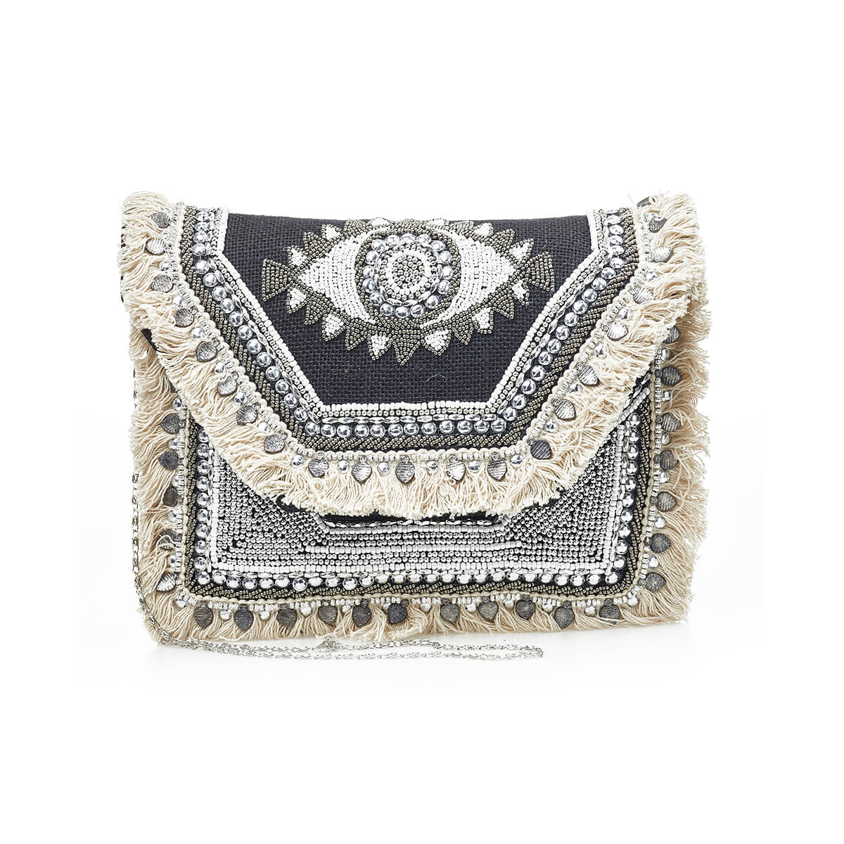 Verde Γυναικείο Αμπιγέ Τσαντάκι 01-1753 Γιούτα Μαύρο