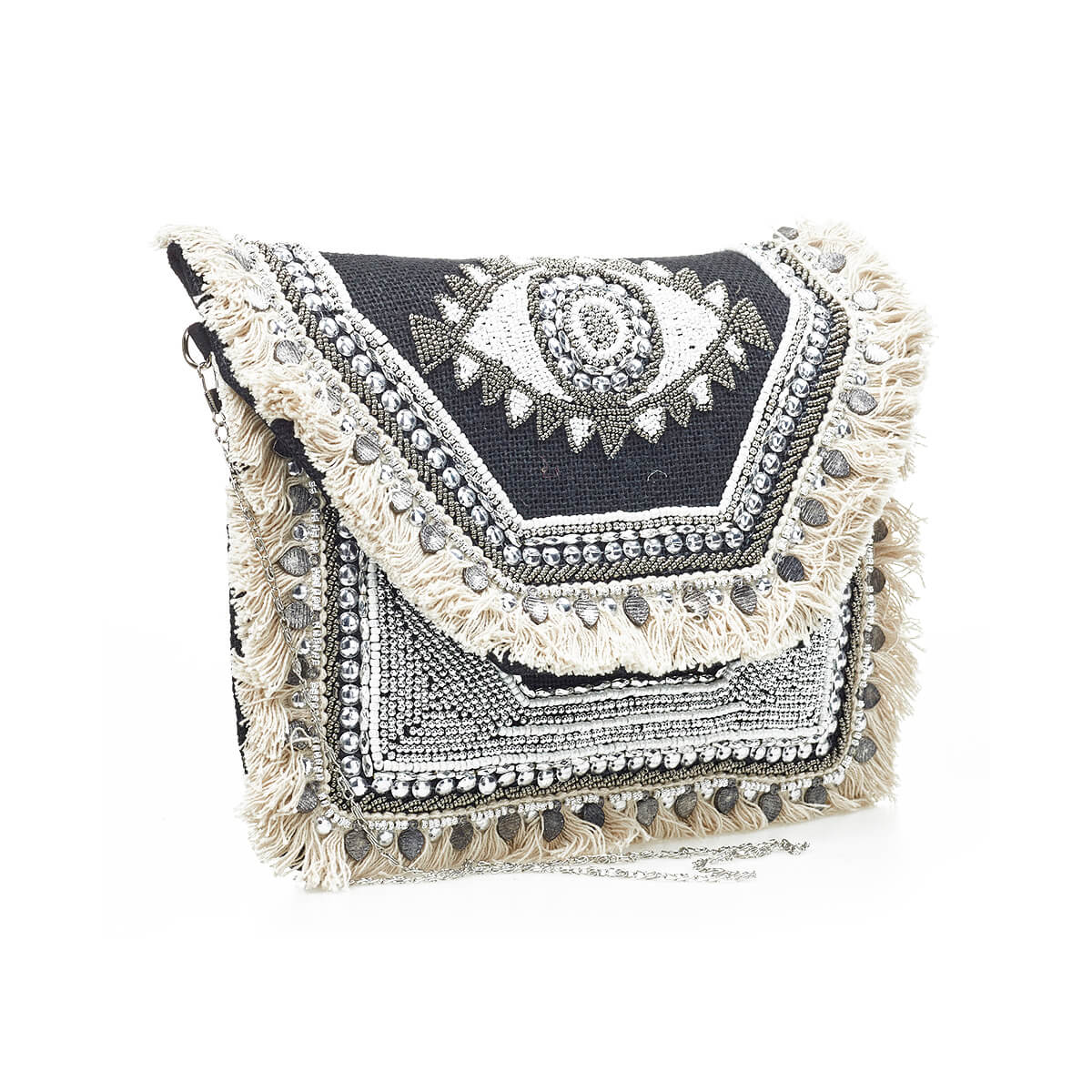 Verde Γυναικείο Αμπιγέ Τσαντάκι 01-1753 Γιούτα Μαύρο