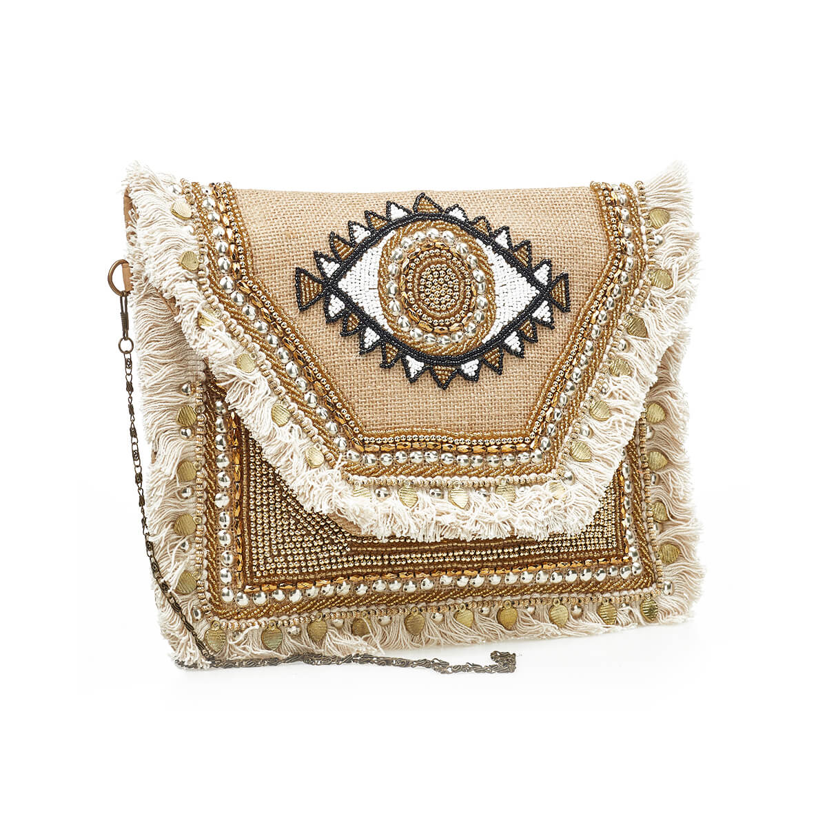 Verde Γυναικείο Αμπιγέ Τσαντάκι 01-1753 Γιούτα Μπεζ