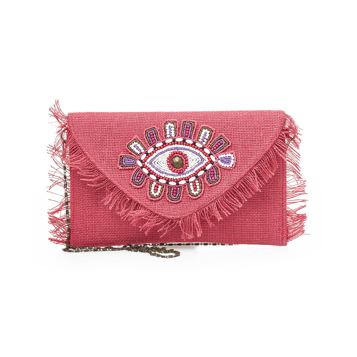 Verde Γυναικείο Αμπιγέ Τσαντάκι 01-1754 Γιούτα Φούξια