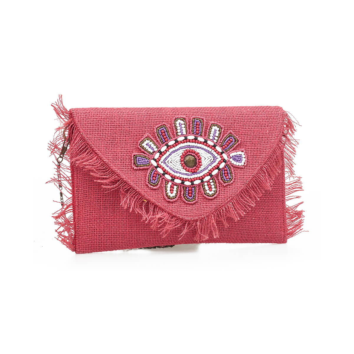 Verde Γυναικείο Αμπιγέ Τσαντάκι 01-1754 Γιούτα Φούξια