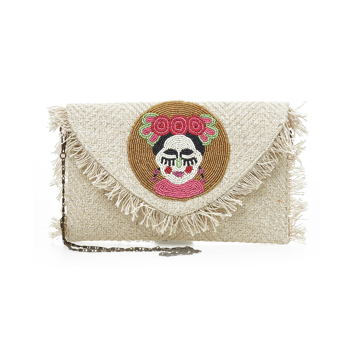 Verde Γυναικείο Αμπιγέ Τσαντάκι 01-1761 Βαμβακερό Μπεζ