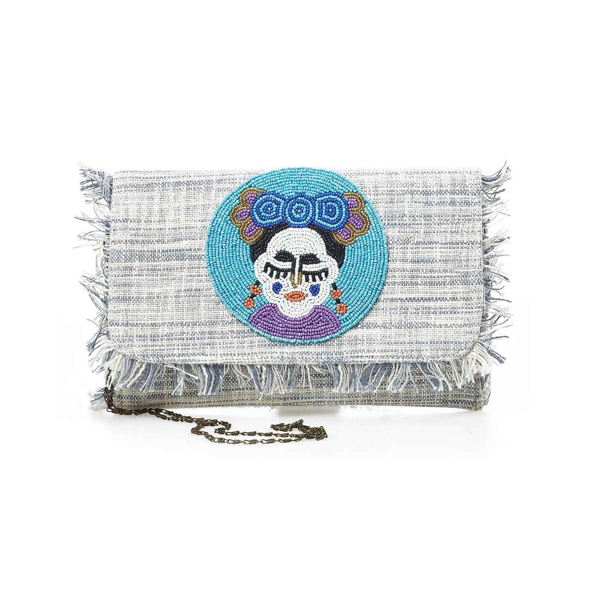 Verde Γυναικείο Αμπιγέ Τσαντάκι 01-1762 Βισκόζη Ανοιχτό Μπλε