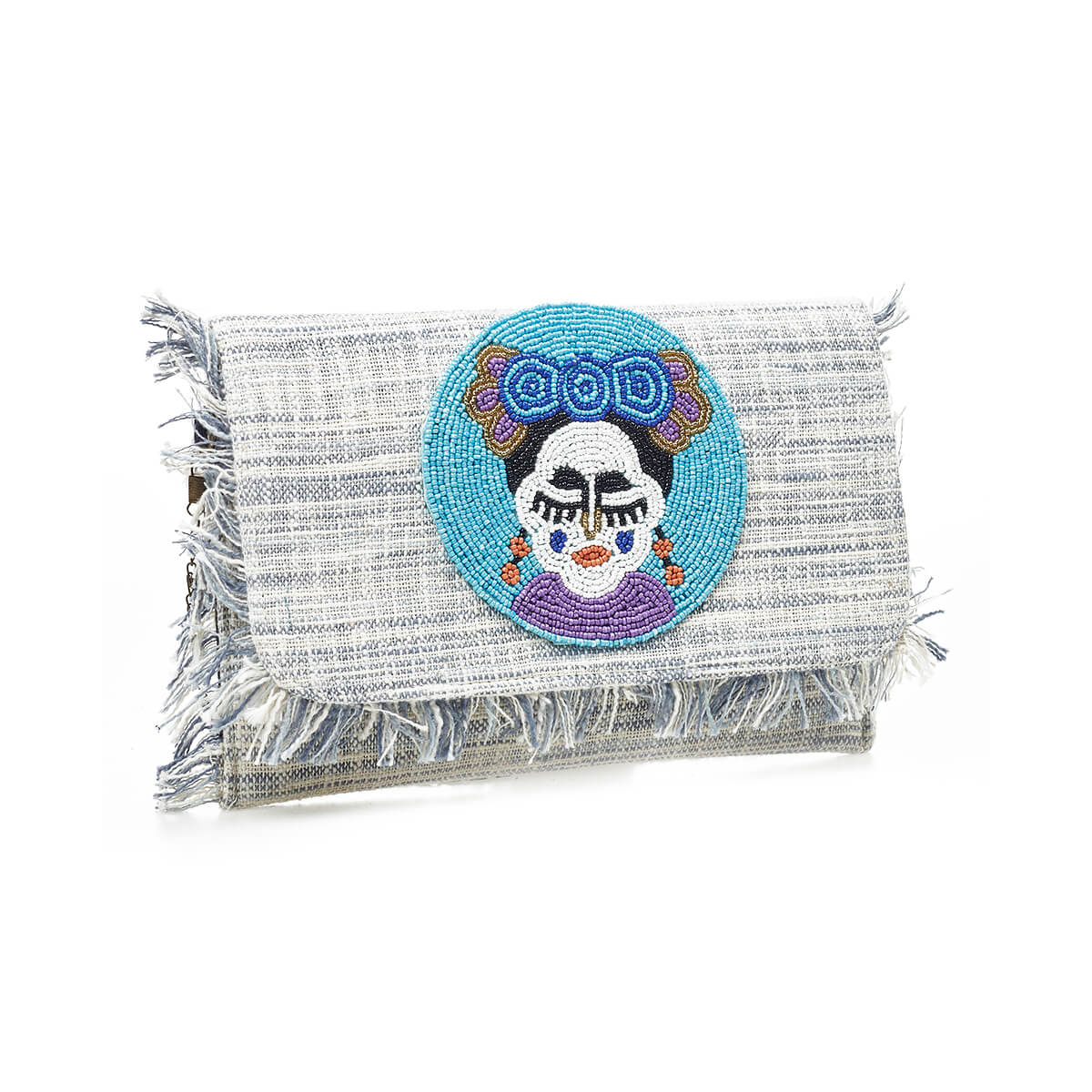 Verde Γυναικείο Αμπιγέ Τσαντάκι 01-1762 Βισκόζη Ανοιχτό Μπλε