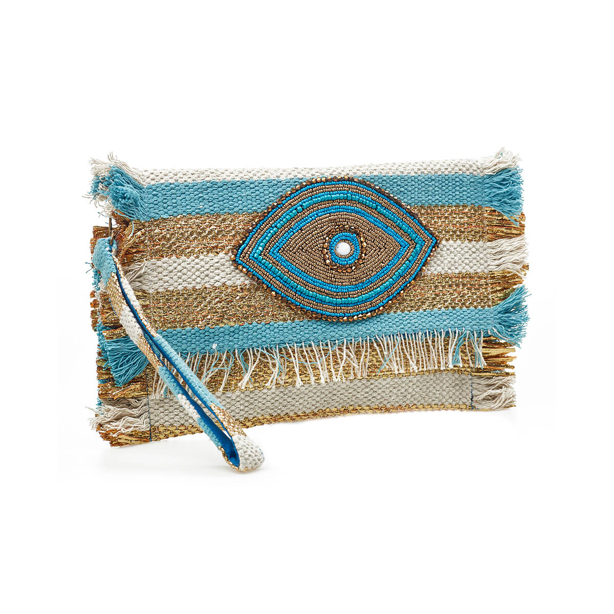 Verde Γυναικείο Αμπιγέ Τσαντάκι 01-1764 Βαμβακερό Ανοιχτό Μπλε