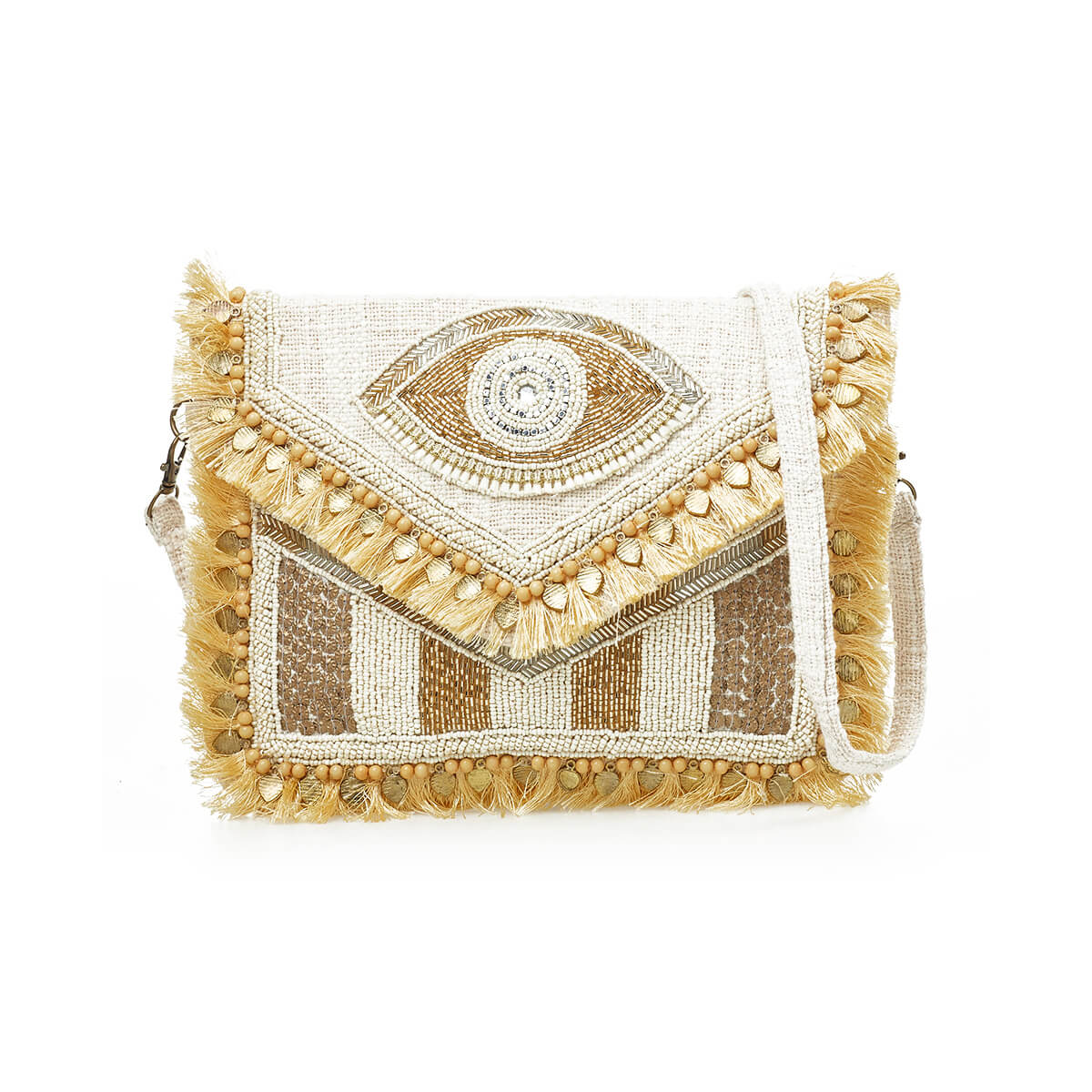 Verde Γυναικείο Αμπιγέ Τσαντάκι 01-1765 Βισκόζη Εκρού