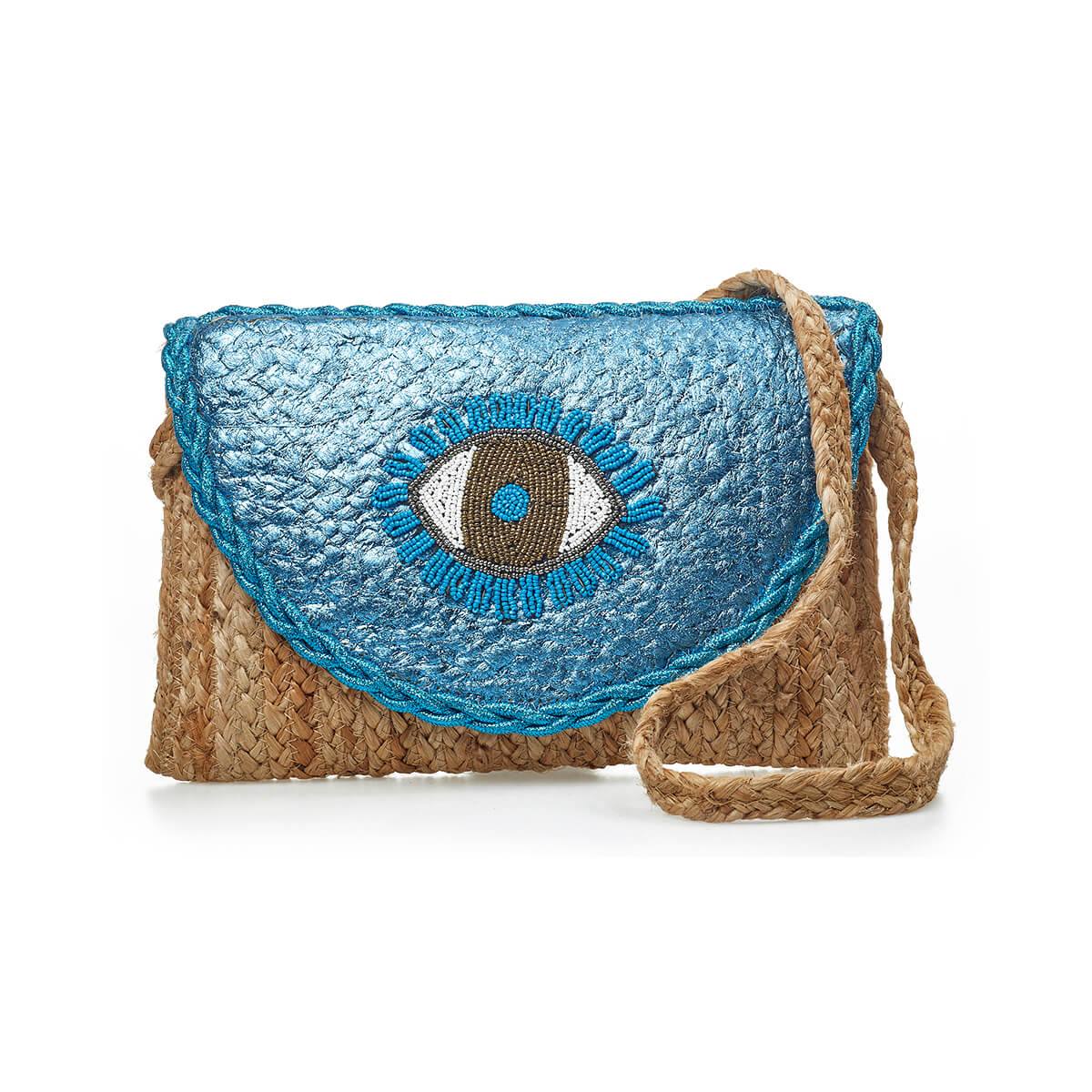 Verde Γυναικείο Αμπιγέ Τσαντάκι 01-1767 Γιούτα Μπλε