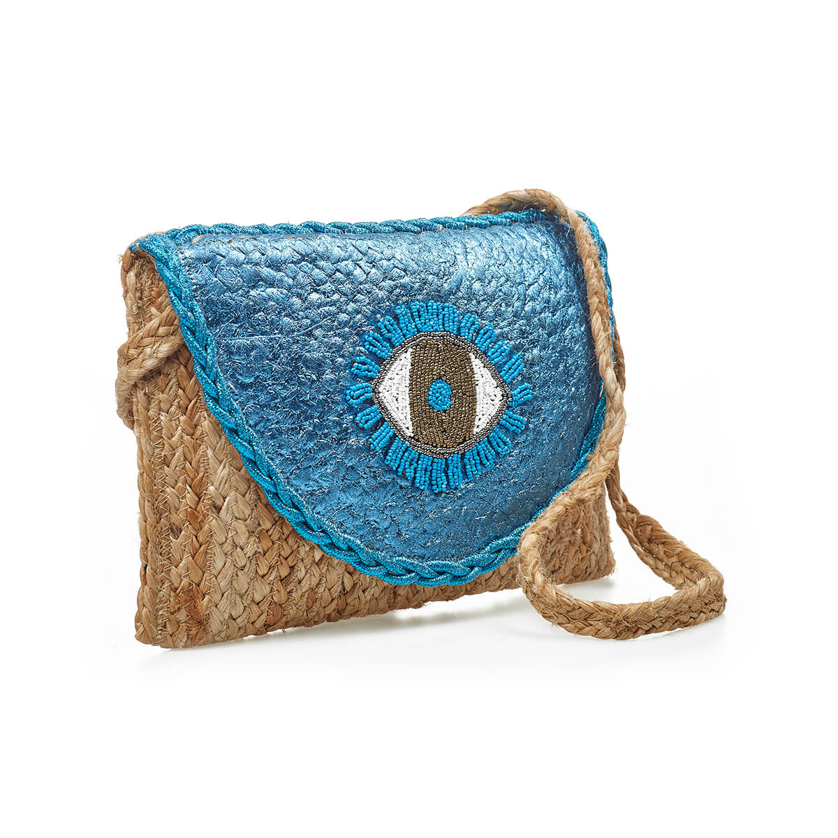 Verde Γυναικείο Αμπιγέ Τσαντάκι 01-1767 Γιούτα Μπλε