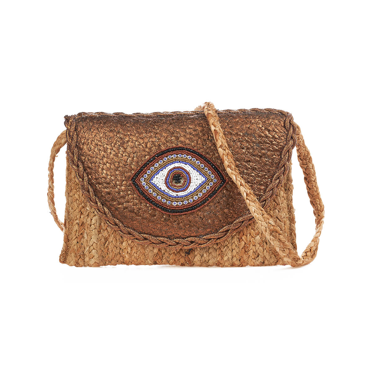 Verde Γυναικείο Αμπιγέ Τσαντάκι 01-1768 Γιούτα Καφέ