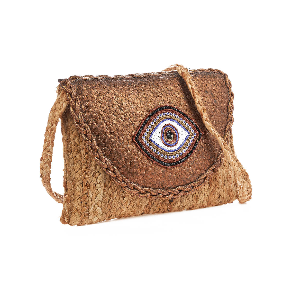 Verde Γυναικείο Αμπιγέ Τσαντάκι 01-1768 Γιούτα Καφέ