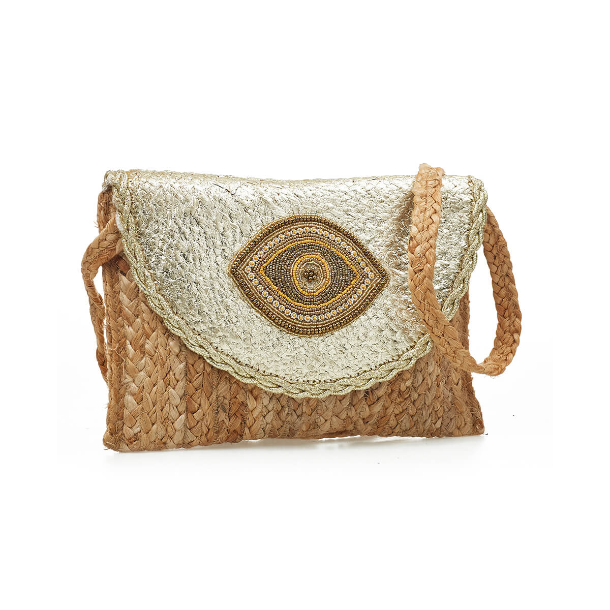 Verde Γυναικείο Αμπιγέ Τσαντάκι 01-1771 Γιούτα Μπεζ