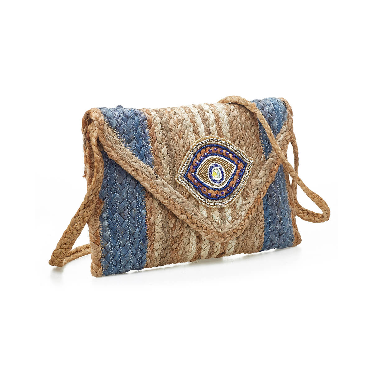 Verde Γυναικείο Αμπιγέ Τσαντάκι 01-1774 Γιούτα Μπλε