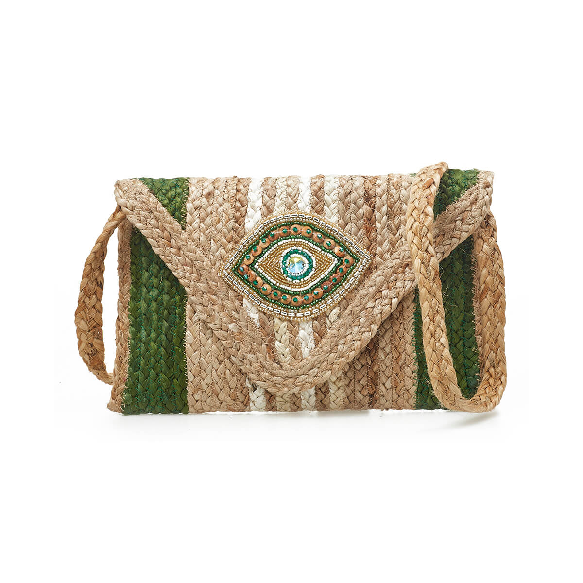 Verde Γυναικείο Αμπιγέ Τσαντάκι 01-1774 Γιούτα Πράσινο