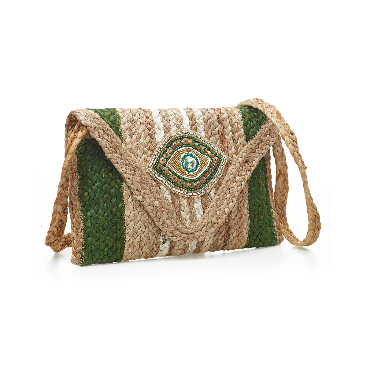 Verde Γυναικείο Αμπιγέ Τσαντάκι 01-1774 Γιούτα Πράσινο