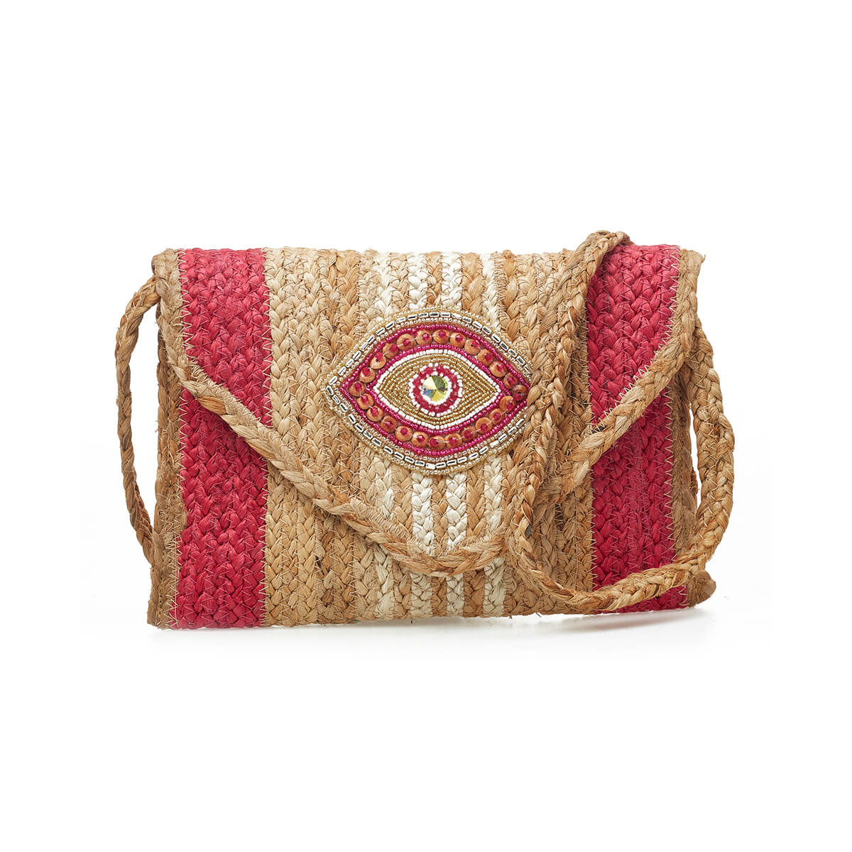 Verde Γυναικείο Αμπιγέ Τσαντάκι 01-1774 Γιούτα Φούξια