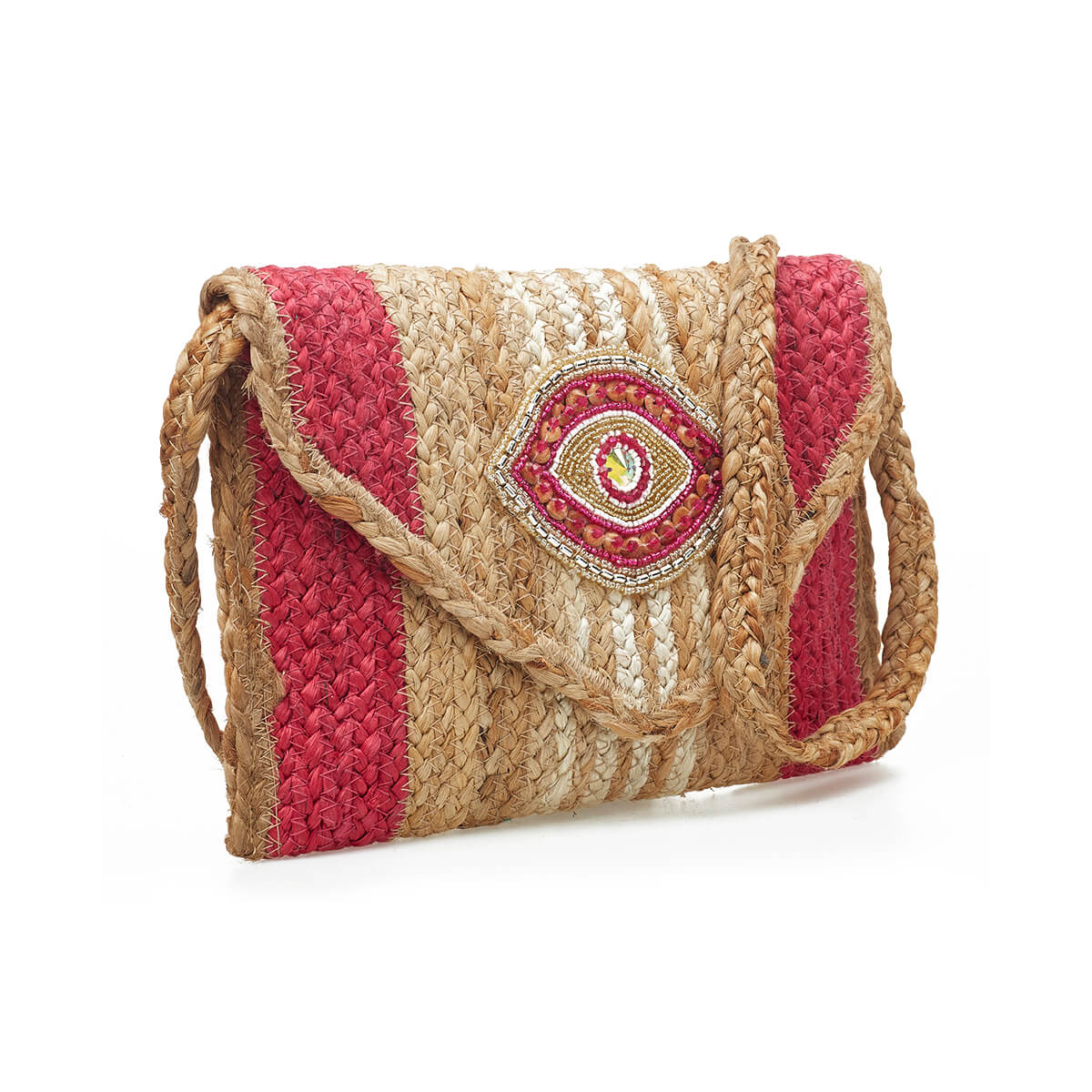 Verde Γυναικείο Αμπιγέ Τσαντάκι 01-1774 Γιούτα Φούξια