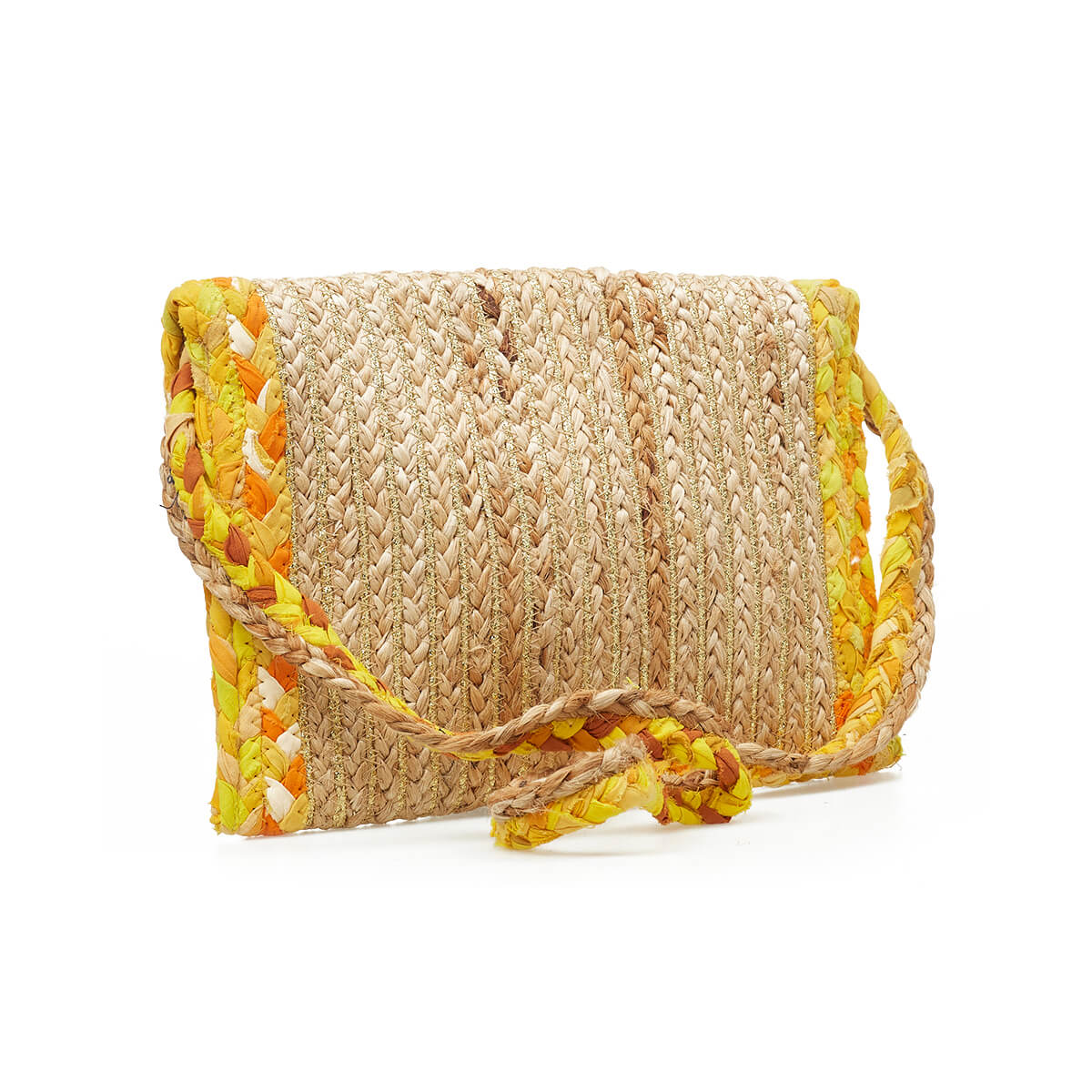 Verde Γυναικείο Αμπιγέ Τσαντάκι 01-1776 απο Γιούτα και βαμβάκι Κίτρινο