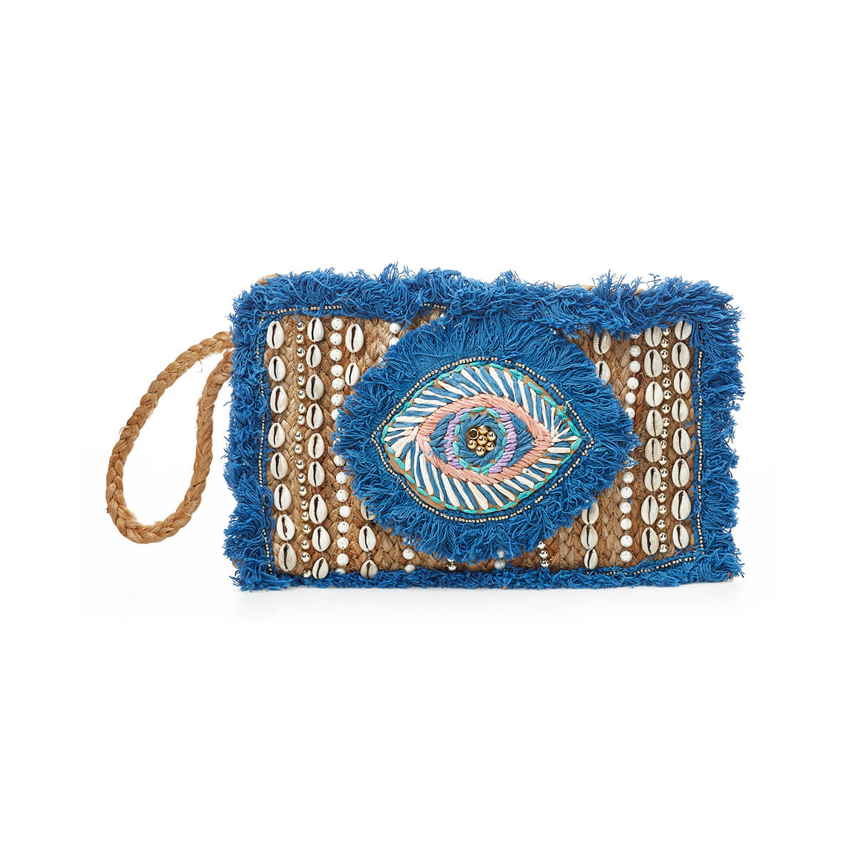 Verde Γυναικείο Αμπιγέ Τσαντάκι 01-1779 Γιούτα Μπλε