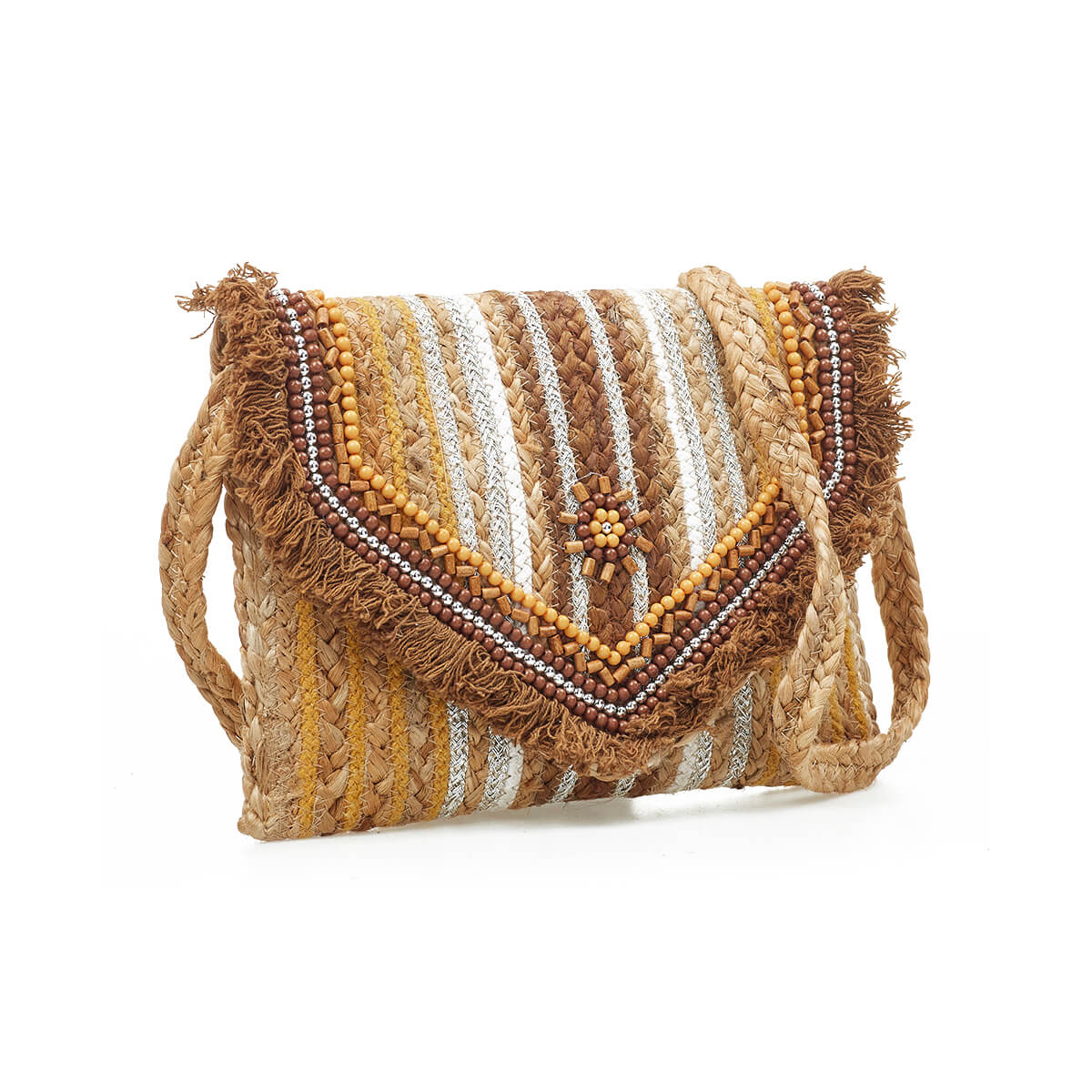 Verde Γυναικείο Αμπιγέ Τσαντάκι 01-1783 Γιούτα Μπεζ