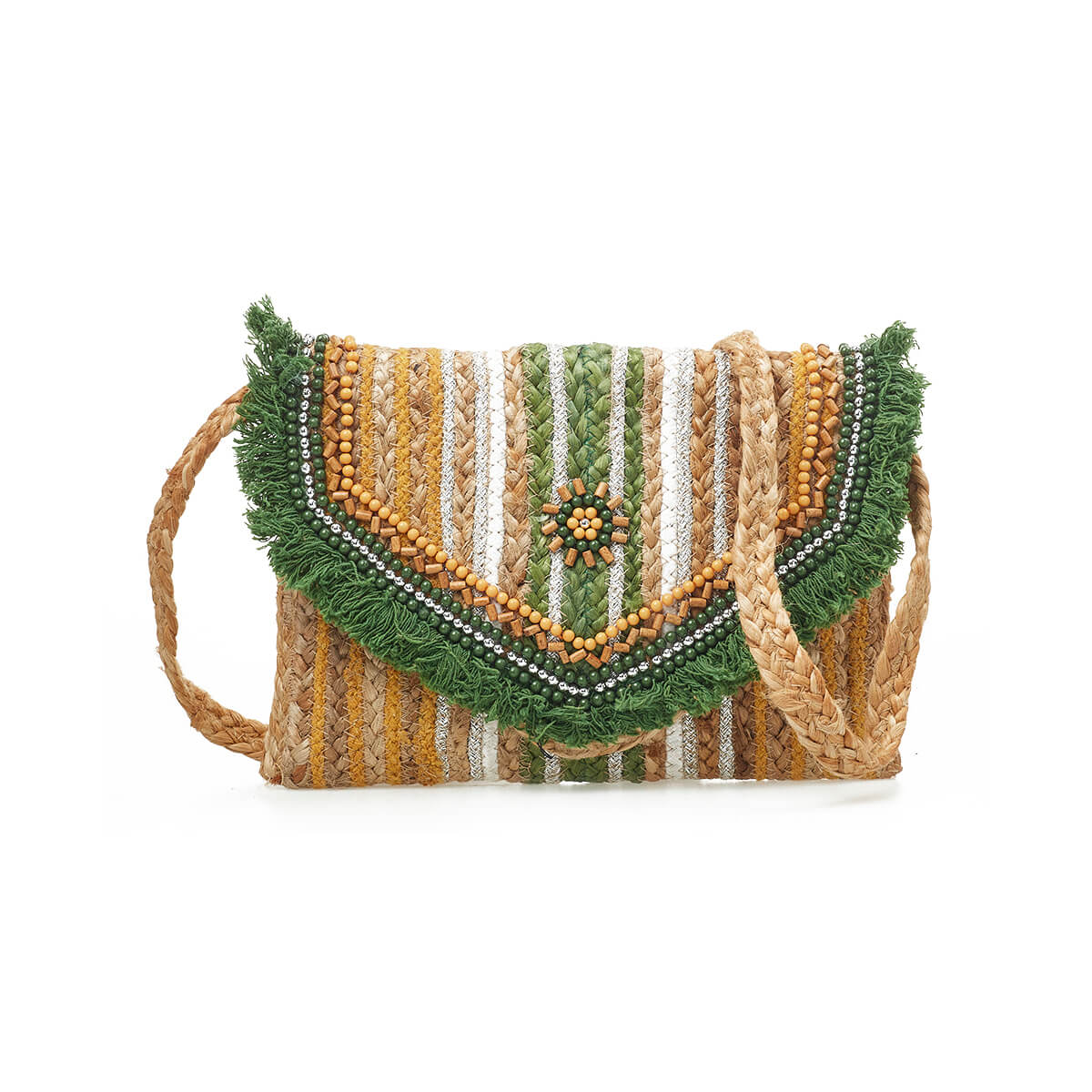 Verde Γυναικείο Αμπιγέ Τσαντάκι 01-1783 Γιούτα Πράσινο