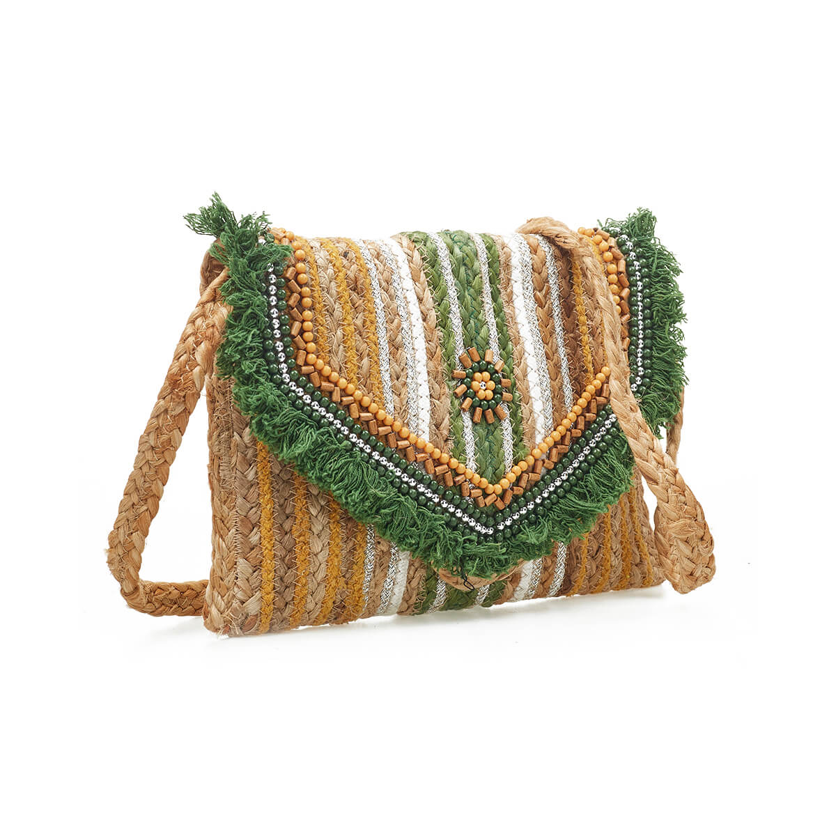 Verde Γυναικείο Αμπιγέ Τσαντάκι 01-1783 Γιούτα Πράσινο