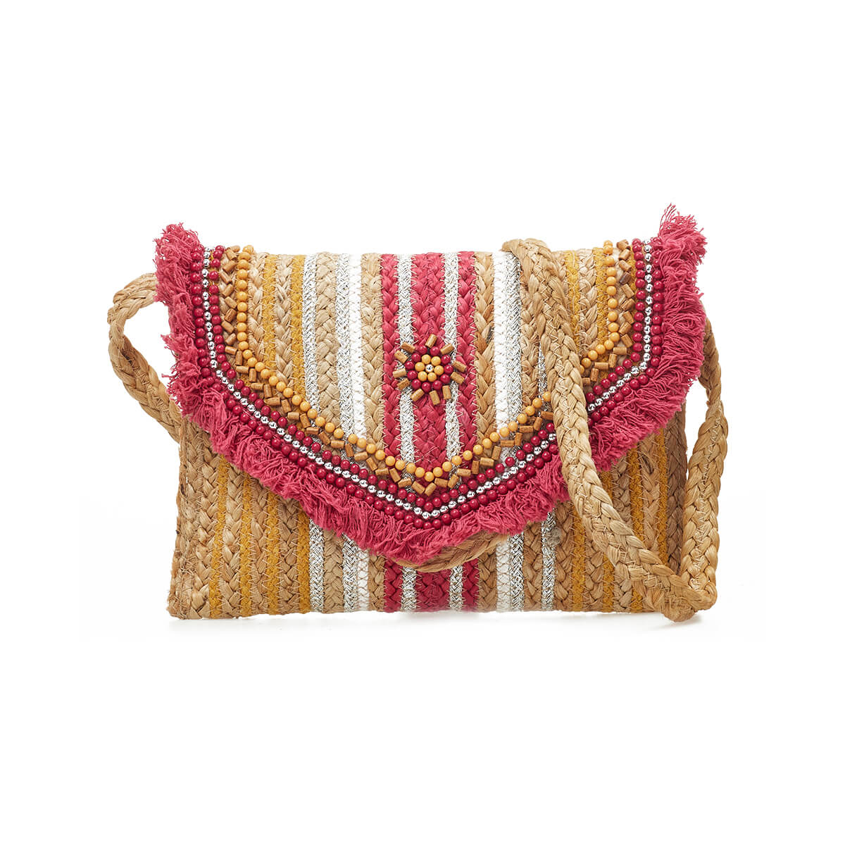 Verde Γυναικείο Αμπιγέ Τσαντάκι 01-1783 Γιούτα Φούξια