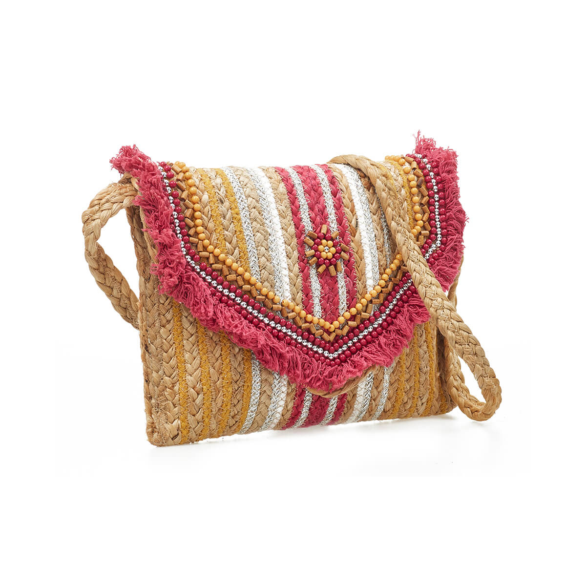 Verde Γυναικείο Αμπιγέ Τσαντάκι 01-1783 Γιούτα Φούξια