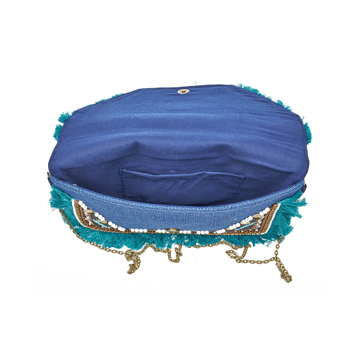 Verde Γυναικείο Αμπιγέ Τσαντάκι 01-1784 Γιούτα Μπλε