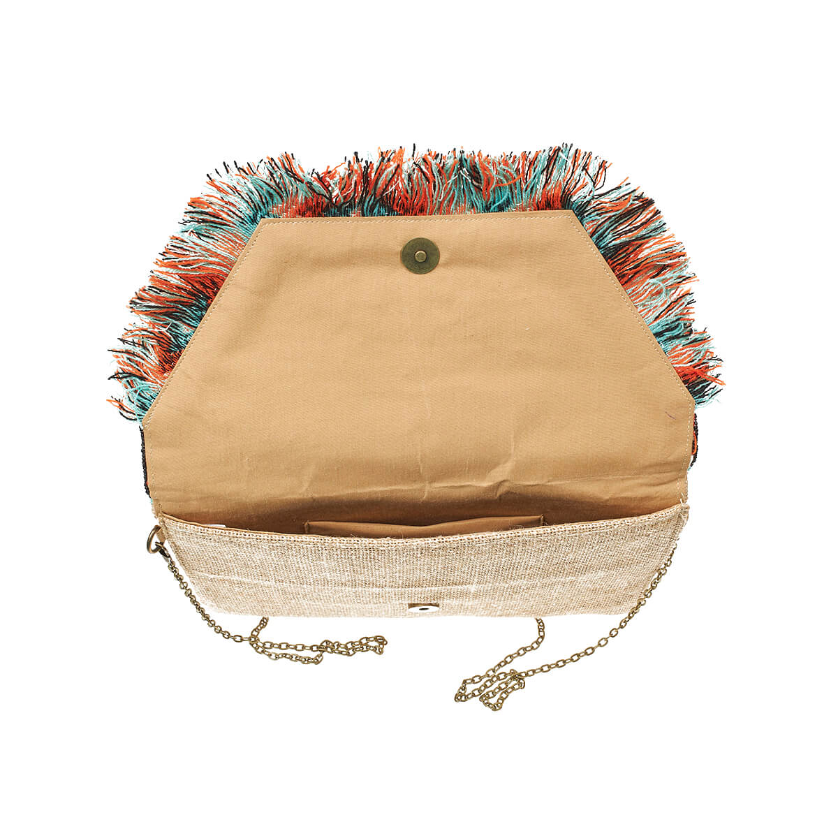 Verde Γυναικείο Αμπιγέ Τσαντάκι 01-1789 Γιούτα Πορτοκαλί