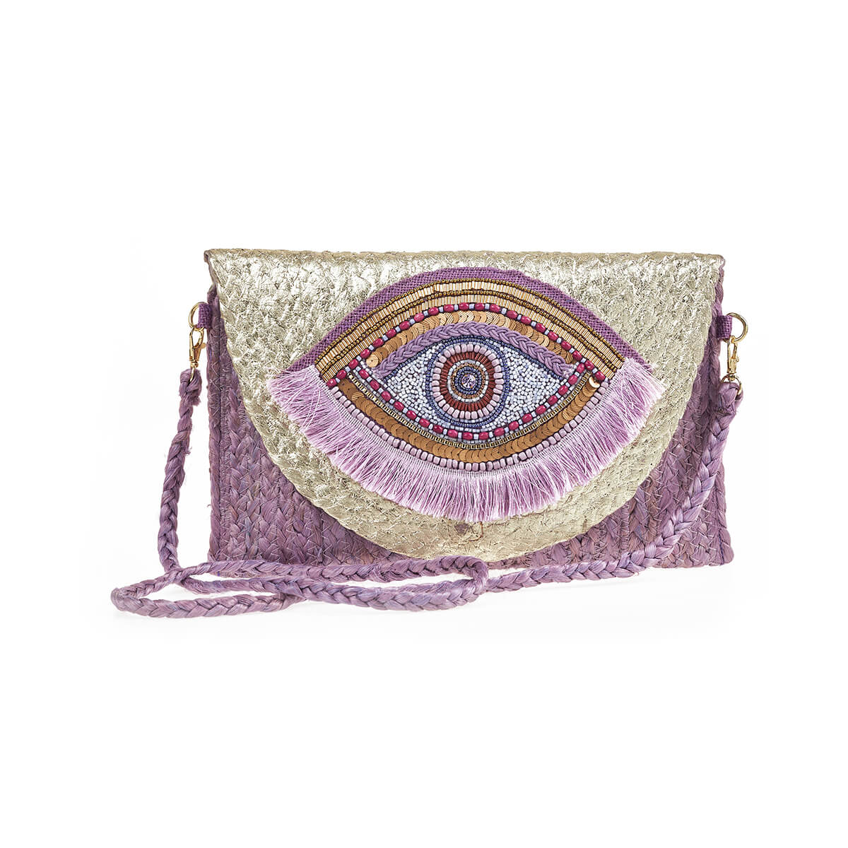 Verde Γυναικείο Αμπιγέ Τσαντάκι 01-1792 Γιούτα Μωβ