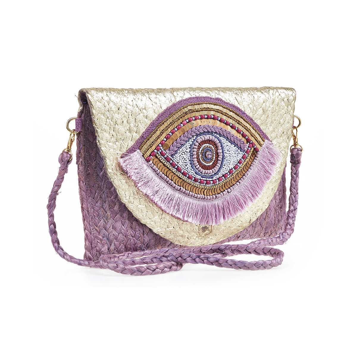 Verde Γυναικείο Αμπιγέ Τσαντάκι 01-1792 Γιούτα Μωβ