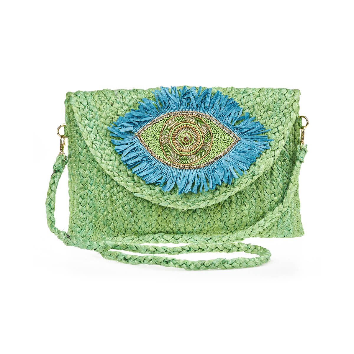 Verde Γυναικείο Αμπιγέ Τσαντάκι 01-1793 Γιούτα Πράσινο