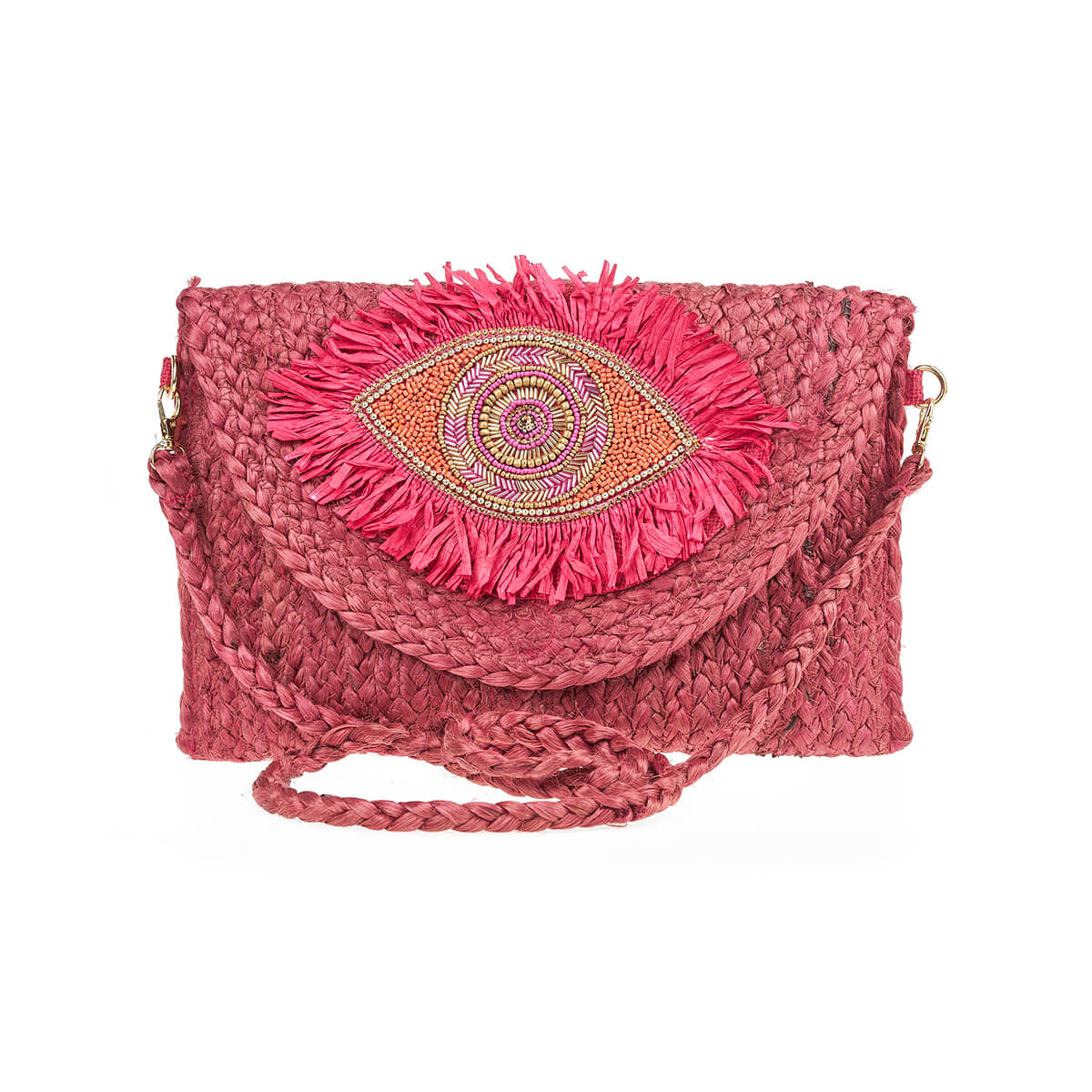 Verde Γυναικείο Αμπιγέ Τσαντάκι 01-1793 Γιούτα Φούξια