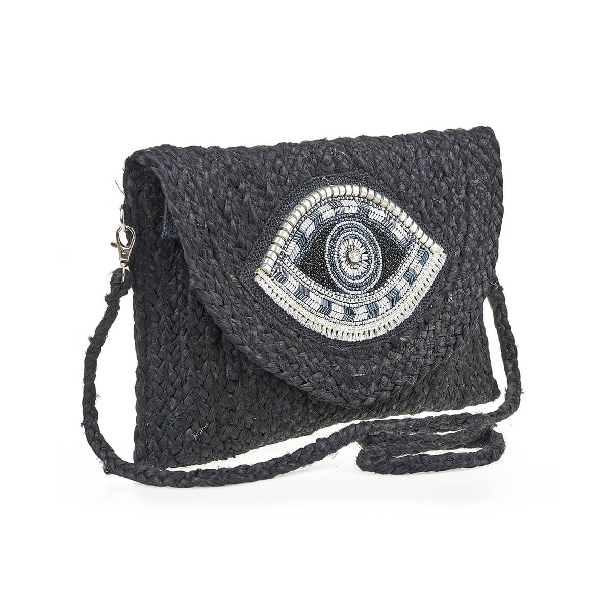 Verde Γυναικείο Αμπιγέ Τσαντάκι 01-1794 Γιούτα Μαύρο