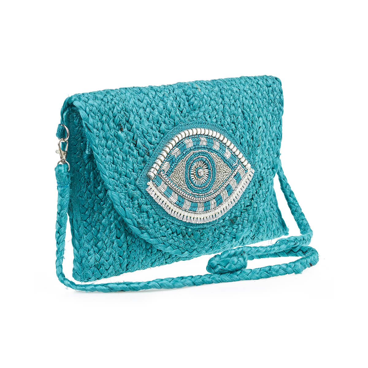 Verde Γυναικείο Αμπιγέ Τσαντάκι 01-1794 Γιούτα Τιρκουάζ