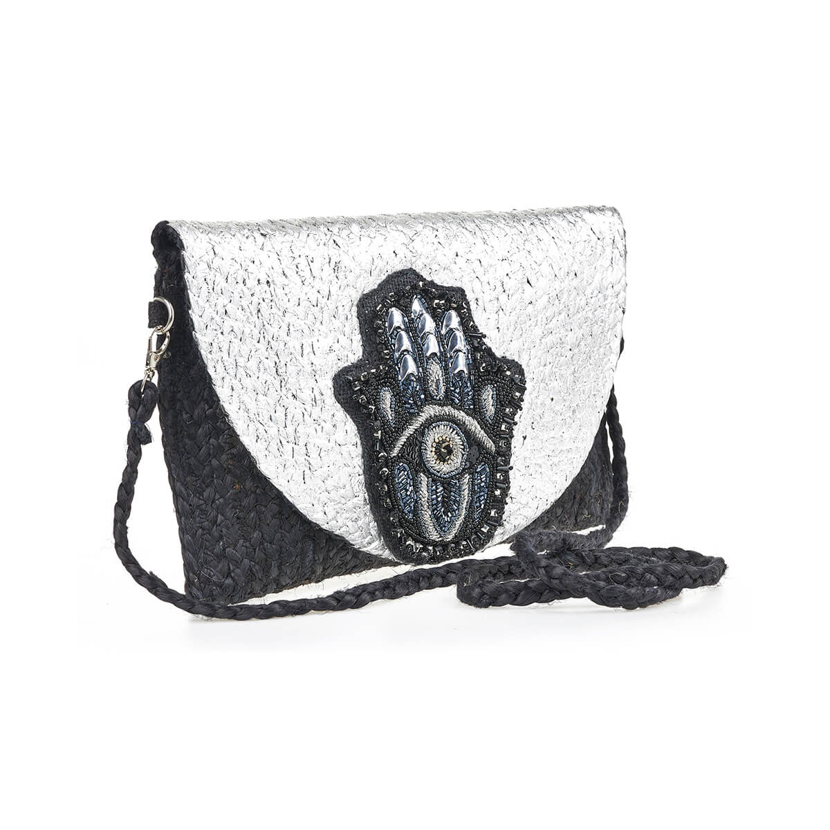 Verde Γυναικείο Αμπιγέ Τσαντάκι 01-1795 Γιούτα Μαύρο