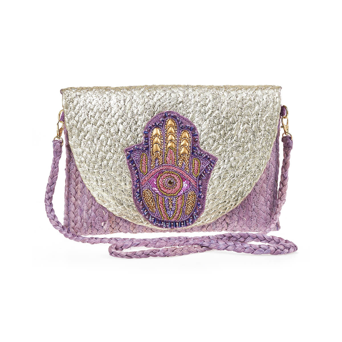 Verde Γυναικείο Αμπιγέ Τσαντάκι 01-1795 Γιούτα Μωβ