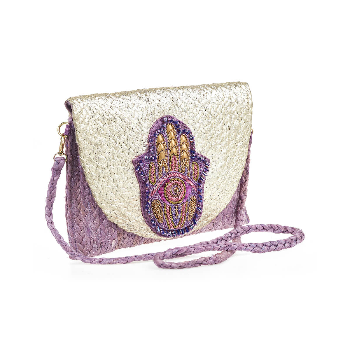 Verde Γυναικείο Αμπιγέ Τσαντάκι 01-1795 Γιούτα Μωβ