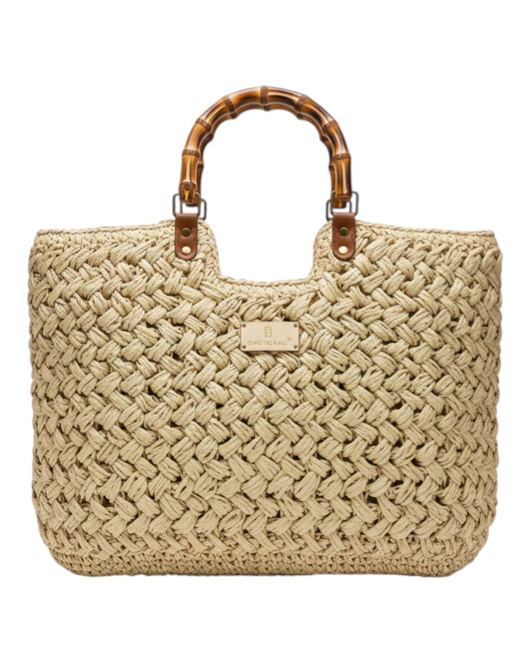Ψάθινη τσάντα ώμου XY-2632 – Apricot