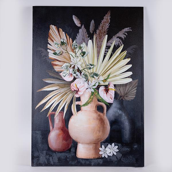 ΠΙΝΑΚΑΣ ΚΑΜΒΑΣ ΒΑΖΟ ΜΕ ΛΟΥΛΟΥΔΙΑ ΠΟΛΥΧΡΩΜΟΣ – ΜΑΥΡΟΣ 70x3x100cm