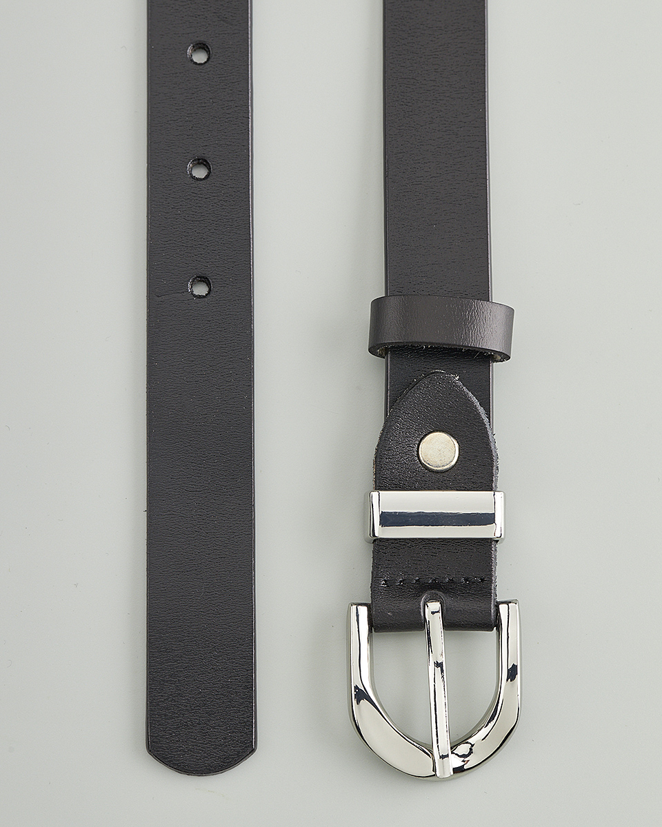 Δερμάτινη Γυναικεία Ζώνη με Καμπυλωτή Μεταλλική Αγκράφα 0322-8 black-silver Δερμάτινη Γυναικεία Ζώνη με Καμπυλωτή Μεταλλική Αγκράφα 0322-8 black-silver